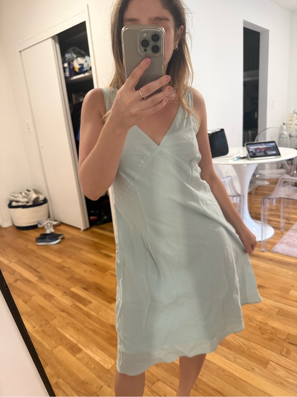 Vince Pale Blue Sleeveless V-Neck Dress